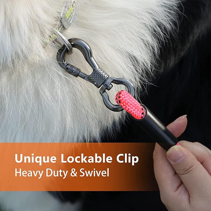NTR Dog Long Leash, 50FT Recall Training Lead, with 2 Swivel Hooks, Reflective Threads and Soft Rubber Handle, Puppy Leash for Walking, Hunting, Camping for Small Medium and Large Dogs-Pink