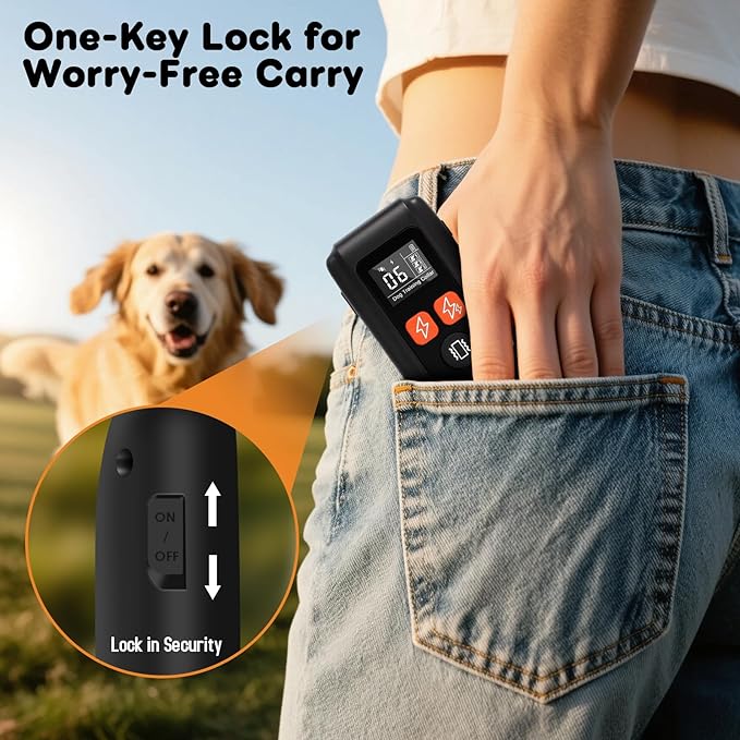 Dog Training Collar with Remote - Shock Collar for Dogs with 3300FT Range, Trains 3 Dogs, 180-Day Battery, IPX7 Waterproof, Beep/Vibration/Static Shock for Small Medium Large Dogs (Orange)