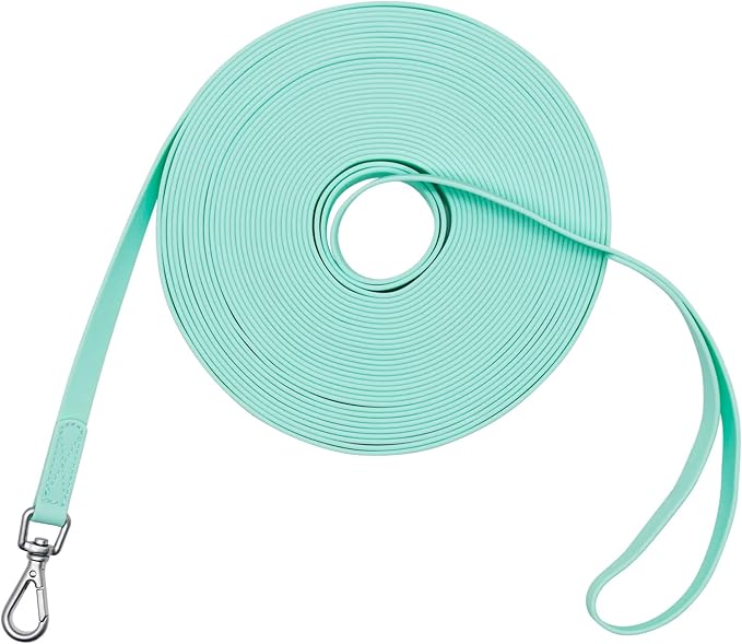 Waterproof Dog Training Leash 50FT 30FT 15FT 10FT 5FT Heavy Duty Recall Long Lead for Large Medium Small Dogs (10FT, Mint Green)