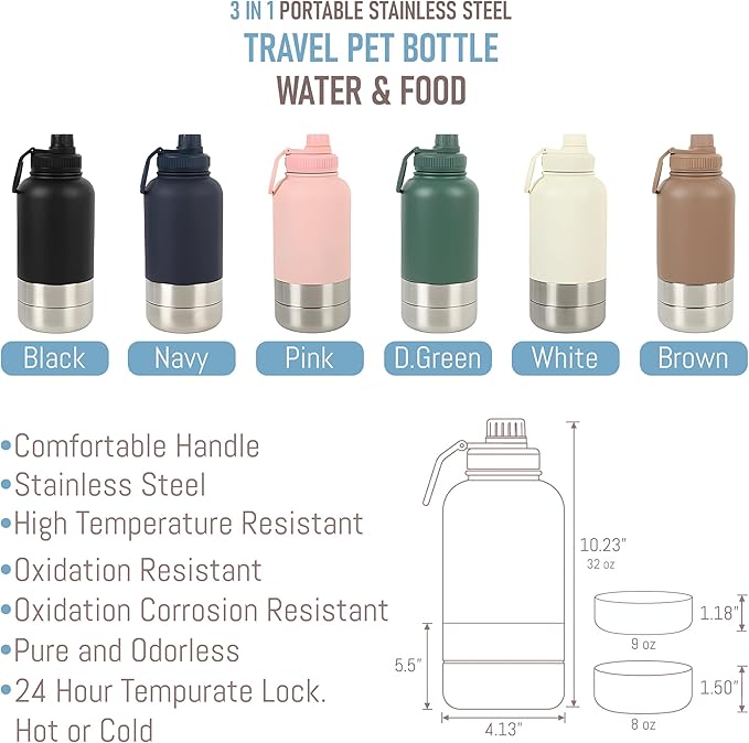 TEEAMORE Dogs Are My Favorite People Water Tumbler with Bowls Personalized Stainless Steel Travel Bottle Brown