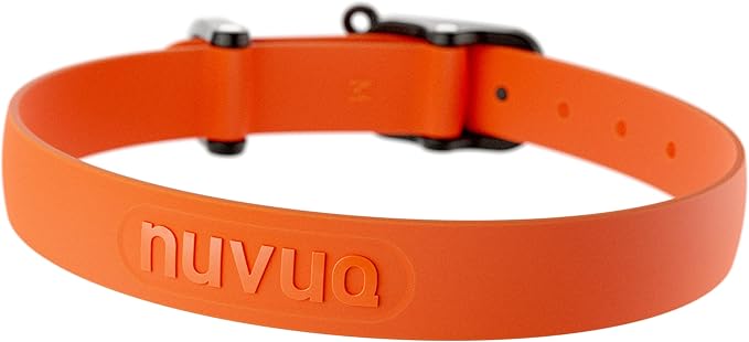 Waterproof Dog Collar - Durable, Comfortable and Adjustable Outdoor Dog Collar with Wear Resistant Buckle and ID Tag Ring for Medium Dogs by Nuvuq (Orange, Medium)