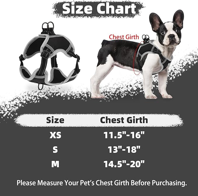 PUPTECK No Pull Dog Harness Small Medium Sized Dog, Adjustable Reflective Escape Proof Easy Control, Comfortable Soft Padded Step in Pet Vest Harness, Black, M