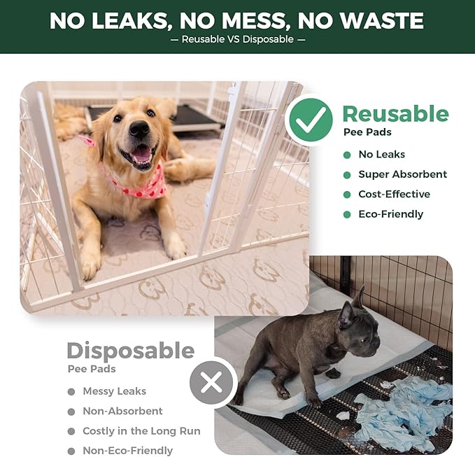 FXW Washable Pee Pads for Dogs, Leak-Proof & Non-Slip, Specifically Designed for FXW Rollick/Homeplus 32/40/45inch 8 Panels Dog Playpen, 34" Octagon, Khaki, 2 Packs