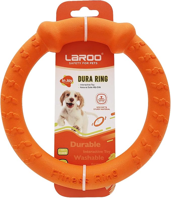 LaRoo Dog Training Ring for Outdoor Fitness Floatable Pulling Toy and Flying Disc Interactive Play Tool, Funny Dog Teething Toys for Throw, Fetch for Small Dogs