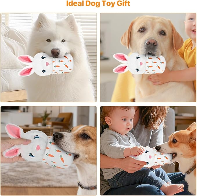 Christmas Dog Toys with Squeaker for Large Breed Interactive Dog Chew Toys for Puppies Small and Large Dogs Rabbit Squeaky Dog Training and Reduce Boredom (Cup Rabbit