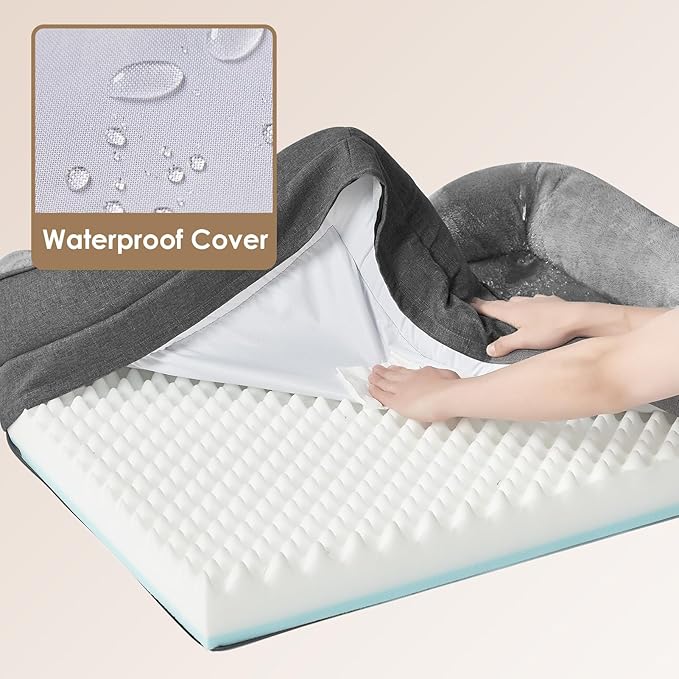 EHEYCIGA Orthopedic Dog Bed for Large Sized Dog, 36x27x7 Inch Large Memory Foam Dog Couch Bed with Sides, Waterproof Liner & Washable Removable Cover, Bolster Pet Sofa, Grey