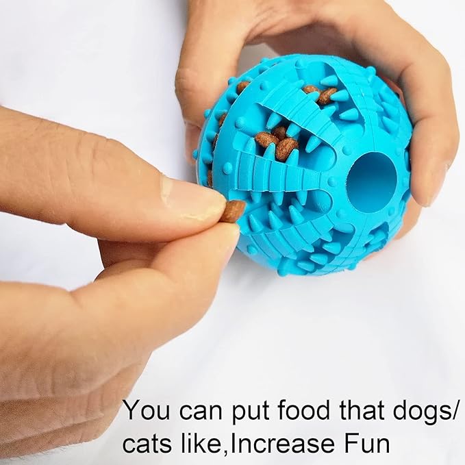 2 Pcs Dog Toy Teeth Ball,Dog Puzzle Toy,Treat Dispensing Dog Toys,Non Toxic Tear Resistant Natural Rubber Toy Ball for Pet Teeth Cleaning/Chewing/Playing/Training (Blue+Blue, 3.15in)