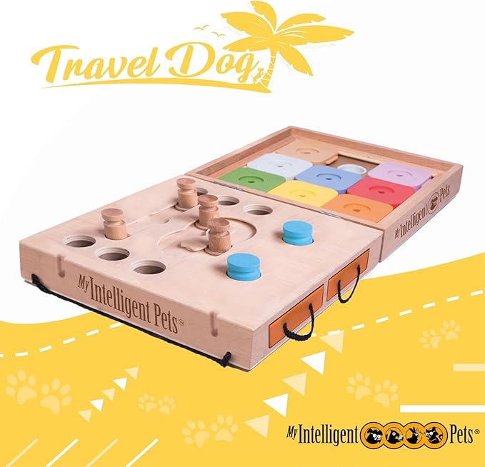 Travel Dog - Portable 2-in-1 Interactive Puzzle Toy and Brain Game for Dogs, Ideal for Mental Stimulation, Dexterity Training and On-The-Go Entertainment