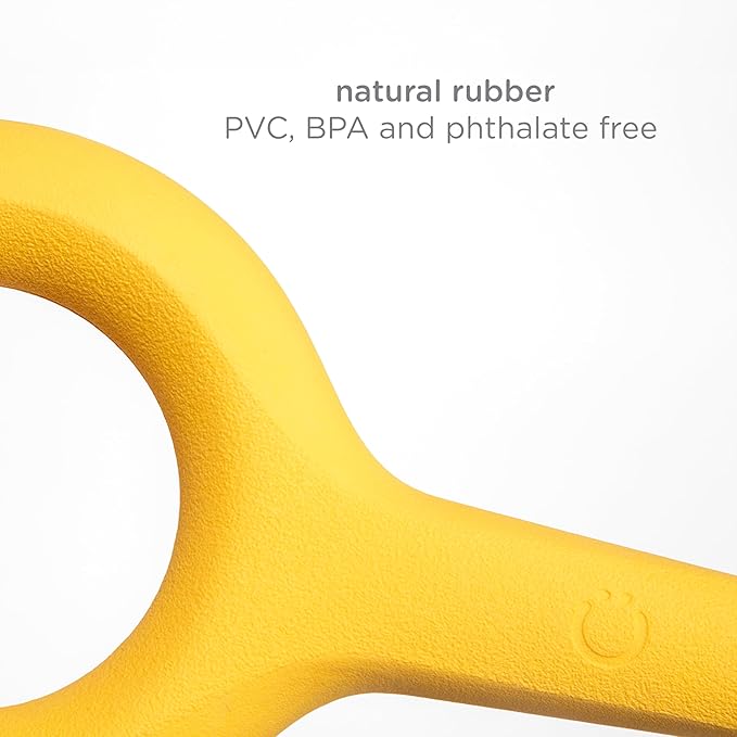 Ubbi Tuggle Dog Toy, Durable Natural Rubber Tug Toy with Ergonomic Grip for Medium to Large Dogs, Dishwasher Safe Interactive Fetch & Tug Toy, Yellow