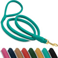 OOPSDOGGY Reflective Rolled Leather Dog Leash 6ft - Soft Training Lead for Small Medium Large Dogs Puppy - Heavy Duty Rope Puppies Leashes for Outdoor Walking Running (Teal, Medium/Large)