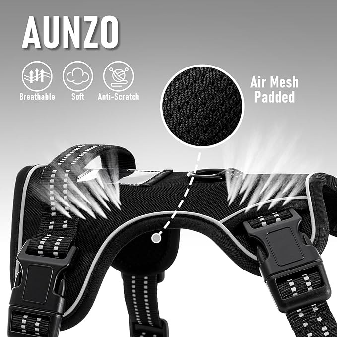 No Pull Dog Harness for Extra Large Dogs, Release on Neck, for Alaska Malamute, Bull Mastiff, Rottweiler, Great Dane etc, for Training Casual Walks Jogging, Easy Control Vest with Handle, Black, XL
