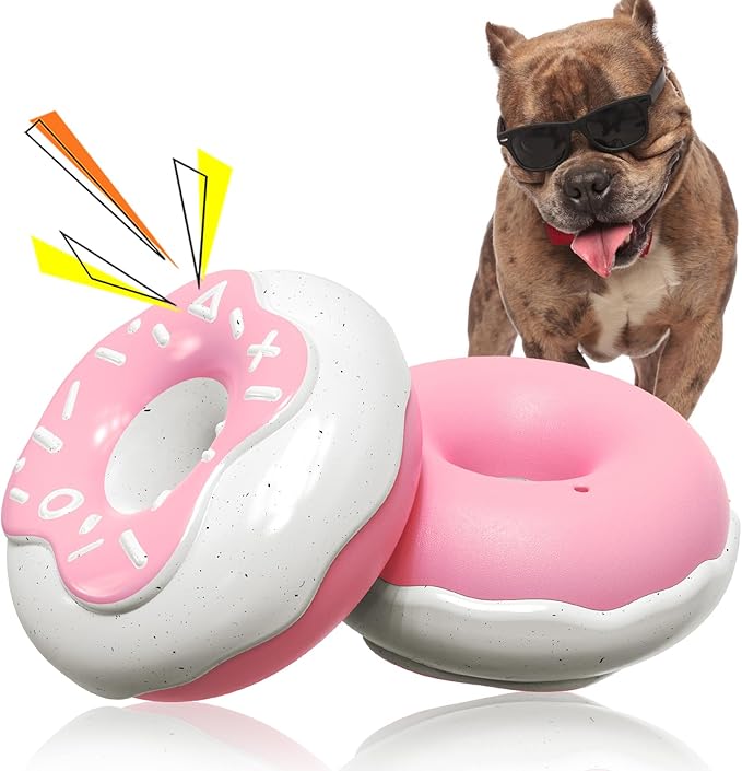 Squeaky Donut Dog Toy for Aggressive Chewers，Doughnut Shaped Dog Chewing Toy with a Creamy Aroma，for Aggressive Chewers Medium Large Breed，Indoor and Outdoor Toys for Dogs
