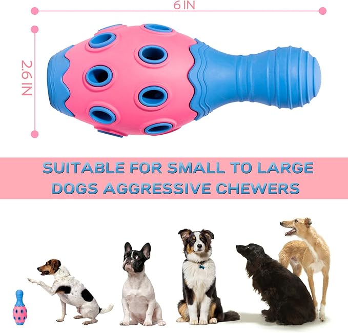 Tough Dog Chew Toys for Aggressive Chewers Large Breed Small Breed, Treat Dispensing Dog Puzzle Toy, Interactive Dog Squeak Toy Anxiety Relief Teething Toy