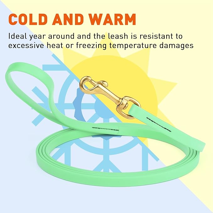 Viper Biothane K9 Working Dog Leash Waterproof Lead for Tracking Training Schutzhund Odor-Proof Long Line with Solid Brass Snap for Puppy Medium and Large Dogs, 20ft Sea Foam Green