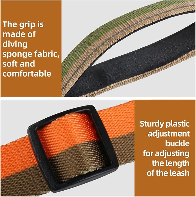 ‌EVERKING 6ft Hands-Free Dog Leash - 6-in-1 Adjustable with 360° Rotating Buckle, Night Reflective & Shock Absorbing for Large/Small Dogs (Up to 120lbs) (Golden)
