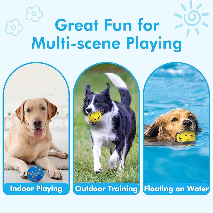 Vannon 2 Pack Dog Balls Interactive Dog Tennis Balls Indestructible Dog Teething Chew Toys for Aggressive Chewers Dog Toy Fetch Balls for Small Medium Dog E-TPU Material Lightweight Bouncy Floating