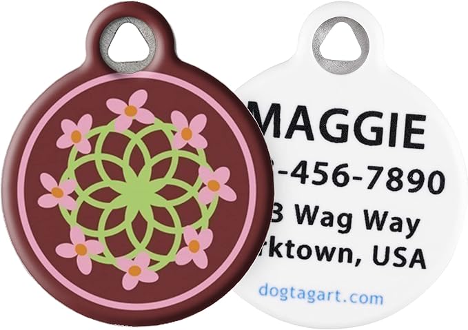 Dog Tag Art Lupine Pattern Cherry Blossom - Custom Pet ID Tag for Dogs and Cats