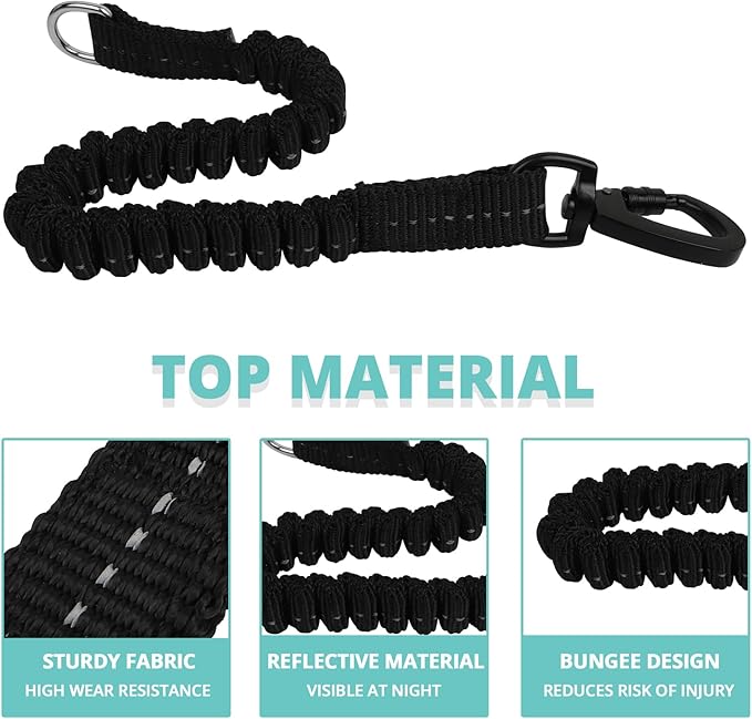 jenico Long Dog Leash 15FT: Heavy Duty Rope Leashes for Dogs Training with Swivel Lockable Hook Reflective Threads Bungee and Padded Handle - Dog Lead for Large Small Medium Dogs Outside Walking