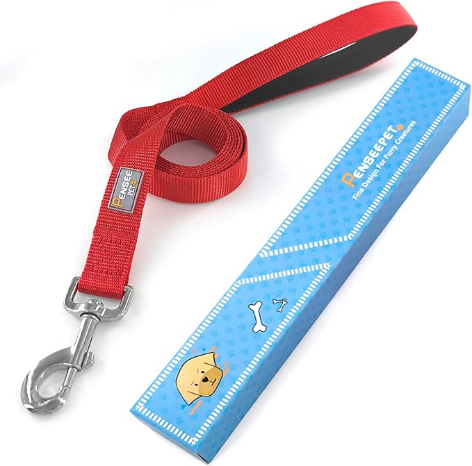 Basic Dog Leashes 6 FT Padded Handle Nylon Dogs Leashes for Large Dogs Red