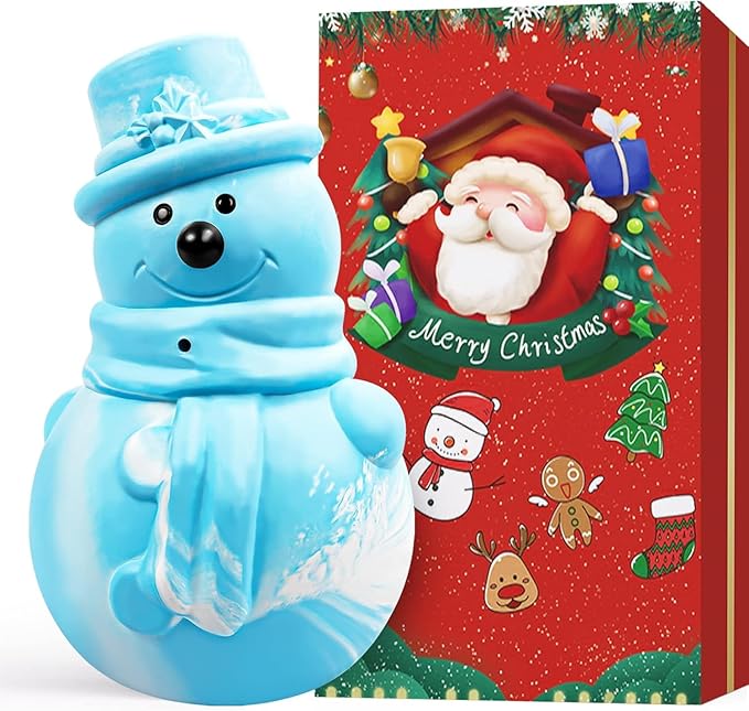 Zimtty Christmas Dog Toys, Indestructible Squeaky Dog Chew Toys for Aggressive Chewers, Tough Dog Chew Toys for Large Medium Dogs Breed with Non-Toxic Natural Rubber (Blue Snowman)