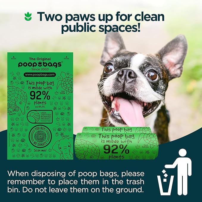 The Original Poop Bags® 92% Plant-Based Dog Waste Bags, USDA Certified Biobased, Extra-Large & Leak-Proof, Single Bulk Roll (400 Count (Pack of 2))