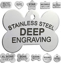 Stainless Steel Custom DEEP Engraved Pet ID Tags Personalized Front/Back Dog Tags for Dogs and Cats - Bone 1" x1-1/2 (1-Side Engraving)