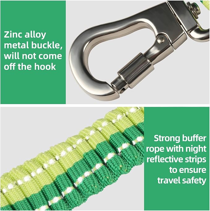 ‌EVERKING 6ft Hands-Free Dog Leash - 6-in-1 Adjustable with 360° Rotating Buckle, Night Reflective & Shock Absorbing for Large/Small Dogs (Up to 120lbs) (Green)