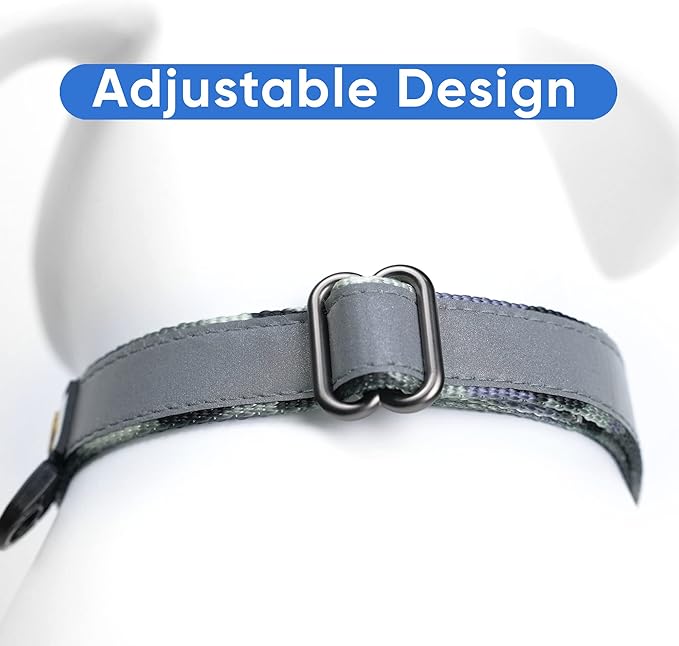 Pawtitas Customized Martingale Dog Collar Reflective Reflective Dog Collar Embroidered Personalized Name Phone Number Adjustable for Puppies Small Medium Large Size Dogs Large Camouflage Grey