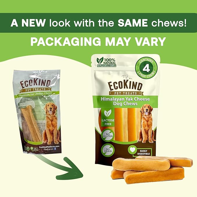 EcoKind Premium Gold Yak Cheese Himalayan Dog Chews, Healthy Dog Treats for Medium Dogs, All Natural, Long Lasting Dog Chew for Aggressive Chewers, High Protein Treat, Medium - 35+ Chews (5 lbs)