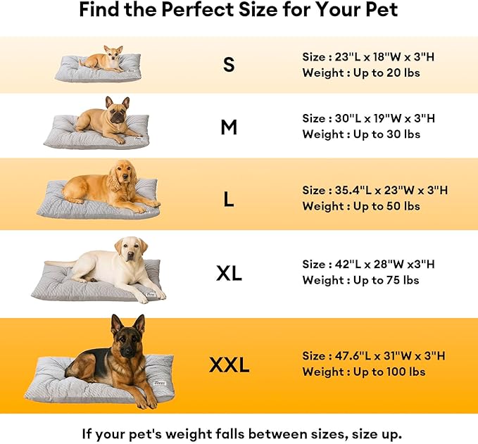 FUNNY FUZZY 35×23 Washable Dog Crate Bed,Orthopedic Cushion Mattress for Large Dogs-Fits 36 Inch Dog Crates, Reversible,Durable & Comfortable Pet Bed,L,Charcoal Grey