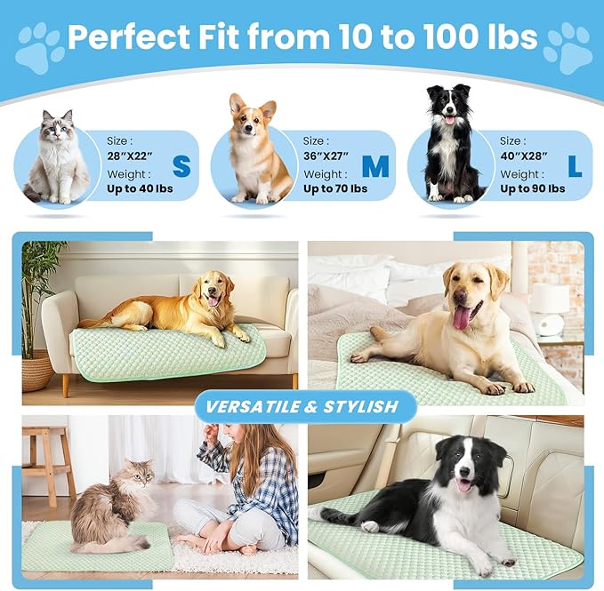Mora Pets Dog Cooling Mat Breathable Cooling Pad for Dog Cats Washable Pet Cooling Mat for Indoor Outdoor Pets with Non-Slip Bottom 36 x 27 inch Medium
