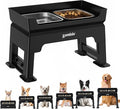 3-in-1 Elevated Dog Bowls Dual Layer - Mess Proof 6 Heights Adjustable Raised Dog Bowl Stand 6" to 16", Feeding Satioin with 1.6L Stainless Steel Bowls, Slow Feeder Plate, Medium to Large Pets