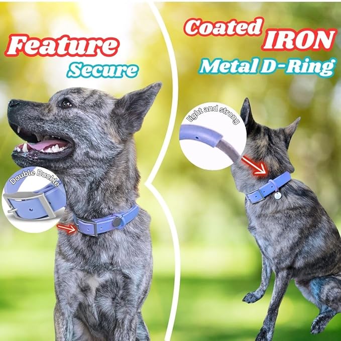 Waterproof Dog Collar, Soft Comfortable Pet Collars, Adjustable Odor Proof Heavy Duty Dog Collars Easy to Clean for Large, Medium Small Dogs by Bee N Buu (Cyan Blue, Small (length8-12, Width 3/4"))