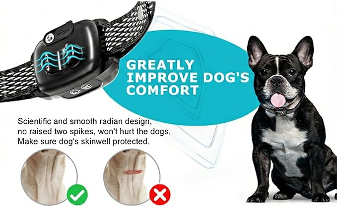 MINI No Shock Bark Collar for Small Dogs, Humane Vibrate & Beep Training, Smart AI Anti-False Triggering, IP67 Waterproof, Rechargeable, Adjustable Strap 8-20" Neck