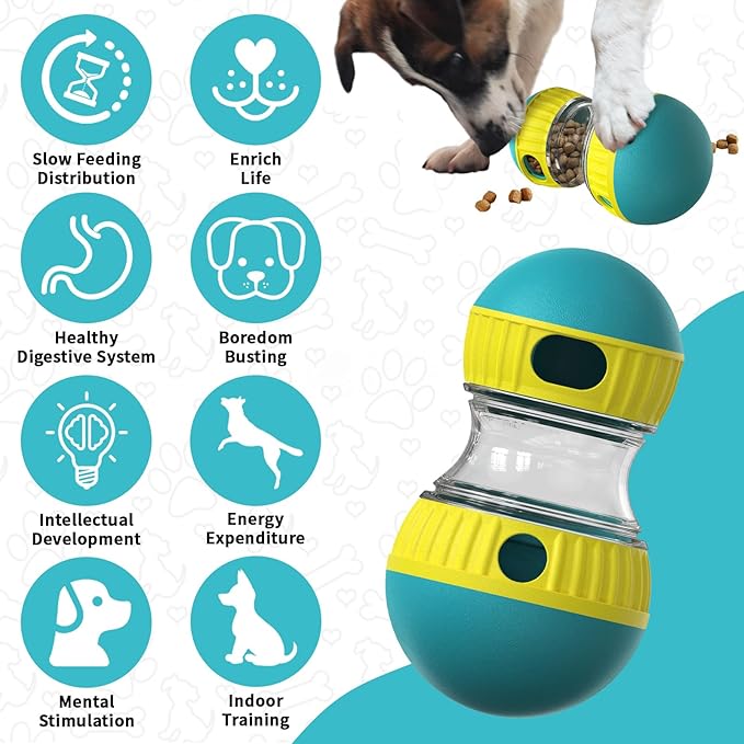 Interactive Dog Treat Dispenser and Puzzle Toys, Dog Slow Food Feeder Rolling Ball for Reducing Boredom and IQ Training Toys, Green