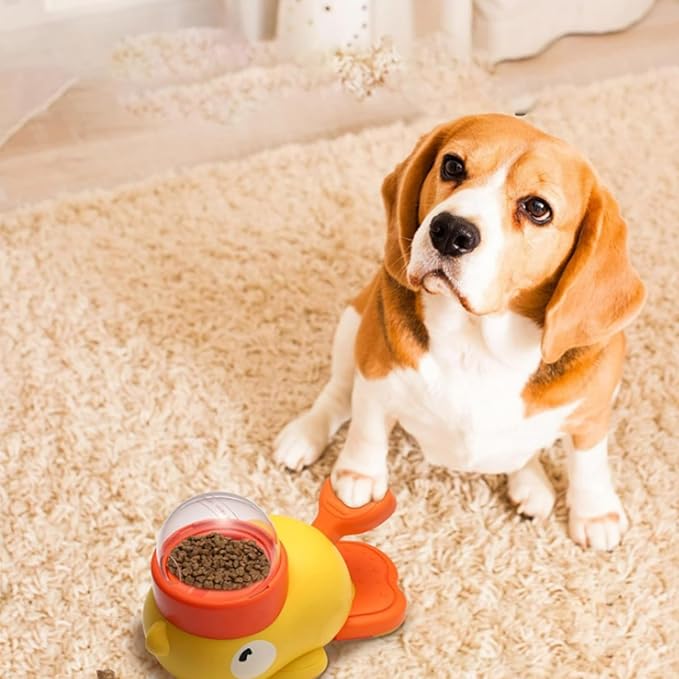 2026 New Dog Interactive Treat Dispenser Toy, Treat Dispensing Dog Toys, Cat Treat Dispenser, Promotes IQ Training and Entertainment Reduces Bloating Anti-Gulping Small Animal Bowls (Yellow+Pink)