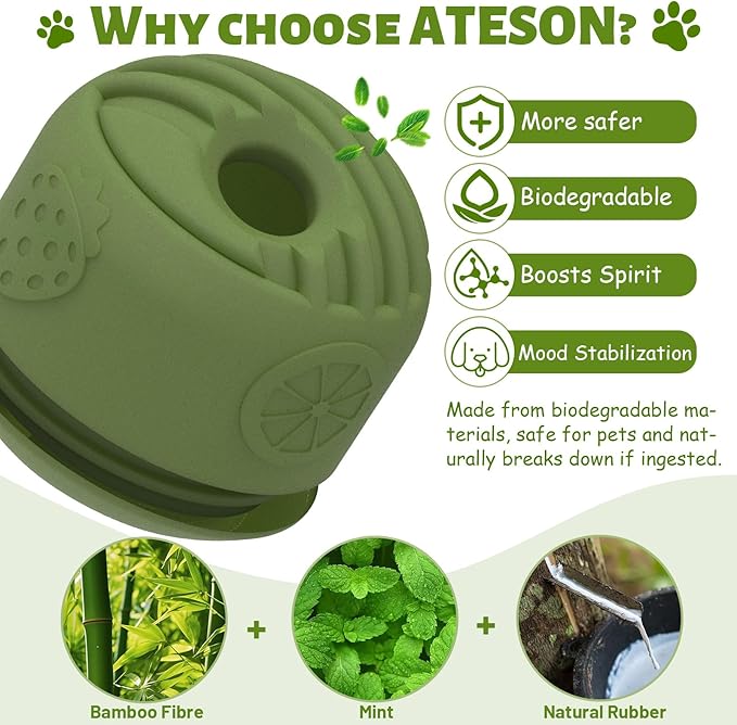 Interactive Dog Toy for Large Dogs (20-140 lbs) 2PACK- Durable Freezable Rubber Chew Toy, Mint Scent, Anxiety Relief Puzzle, Treat Dispenser, Easy to Clean, Long-Lasting, Low-Mess Design
