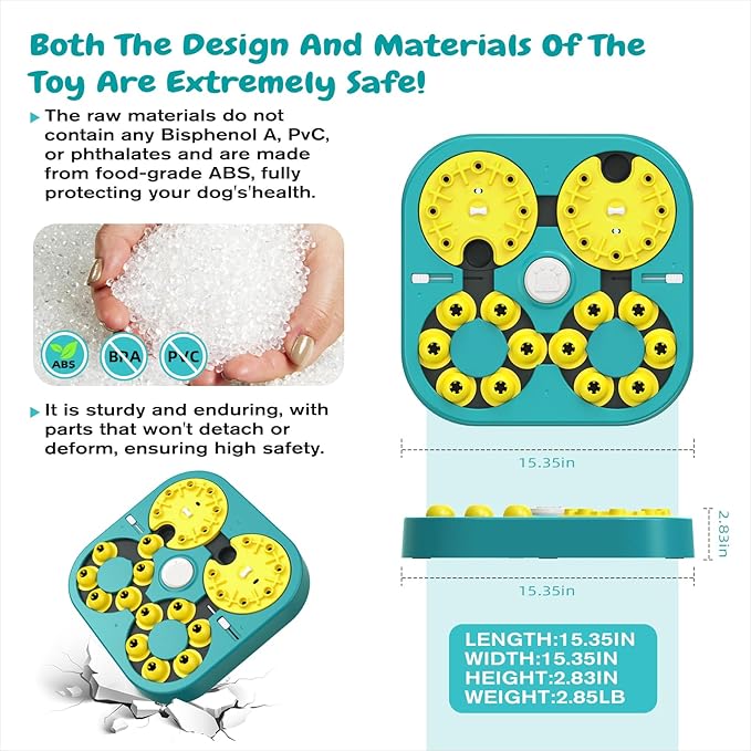 KADTC 5 Levels of Step-by-Step Challenge - 6 Ways to Play - U.S. Brand & Design - Extra-Large Size Beginner to Expert Dog Puzzle Toy for Smart Dogs Hard Puzzles Puppy Difficult Mental Stimulation Toys