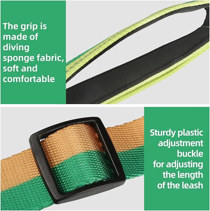 ‌EVERKING 6ft Hands-Free Dog Leash - 6-in-1 Adjustable with 360° Rotating Buckle, Night Reflective & Shock Absorbing for Large/Small Dogs (Up to 120lbs) (Green)
