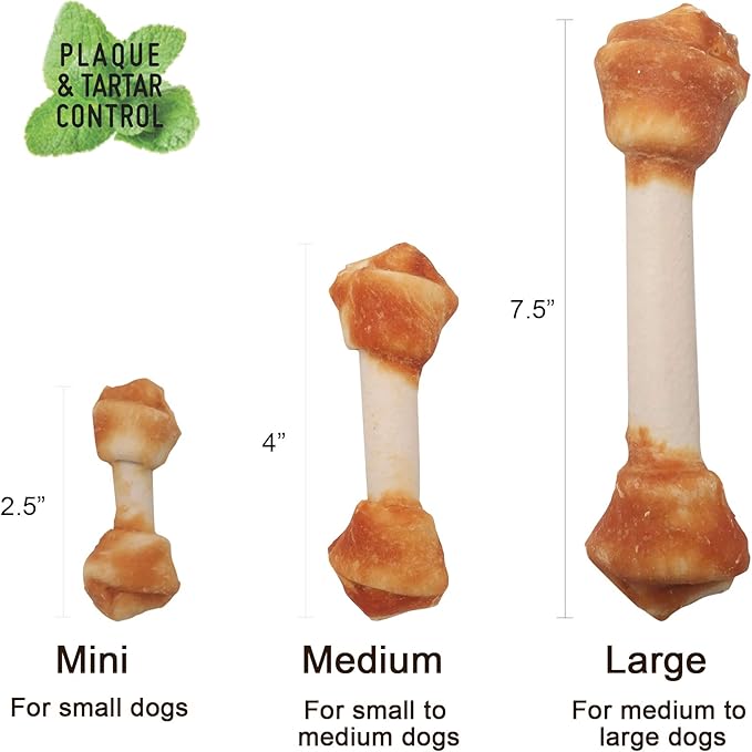 Premium Dog Bones, Made with Real Chicken & Wholesome Vegetables, Rawhide Alternative, Medium 5pcs/Pack x 2packs