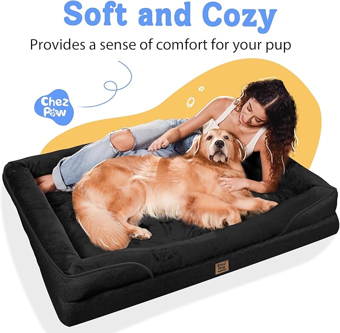 Dog Bed for Medium Large Size Dogs - Memory Foam Soft Pet Couch Sofa with Removable Cover Waterproof Bolster