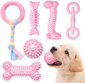 6 Pack Dog Chew Toys for Puppy Cute Blue Small Dog Toys Puppy Dog Toys for Teething Soft Durable Interactive Chew Toy for Small Dogs Light Pink