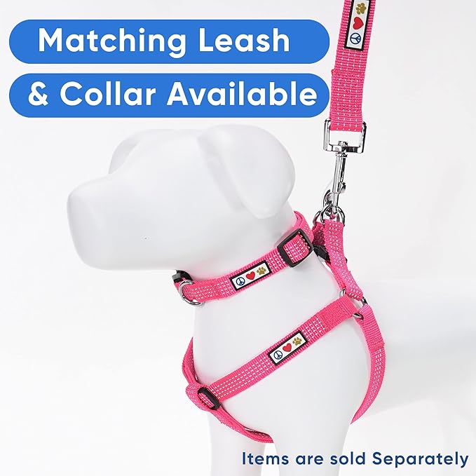 Pawtitas Reflective Step-in Dog Harness – Adjustable No-Pull Vest for Puppies to Seniors, Safe & Comfortable, XS Pink