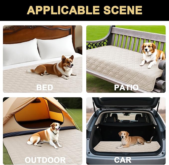PrinceDeco Waterproof Couch Cover for Dogs Washable Dog Blanket Indoor and Outdoor Replacement Bed Cover with Anti-Slip Back Furniture Bed Couch Sofa for Large Sized Dog(52x82 Inch,French Oak)