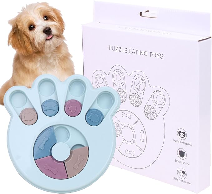 Interactive Dog Puzzle Toys, Dogs Puzzle Feeder Toys for IQ Training, Puppy Puzzle Toys, Mentally Stimulating Treat Dispenser for Training Small, Medium & Large Dogs(Paw), Blue
