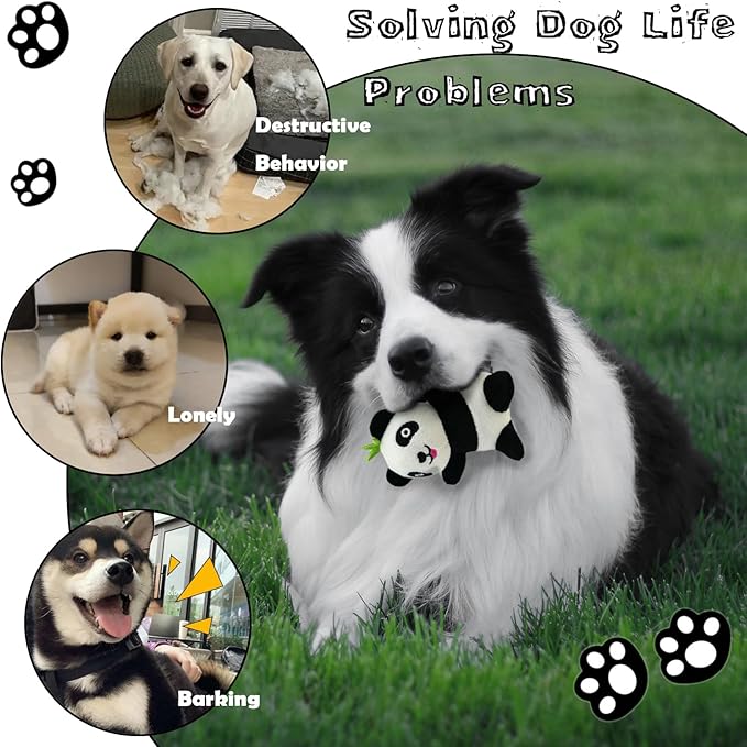 Dog Hide and Seek Toys Puppy Chew Squeaky Toys Plush Mushroom&Bamboo&Shell Hideout Stuffing with Squeakers Animals (Bamboo Hideout with 5 Panda)