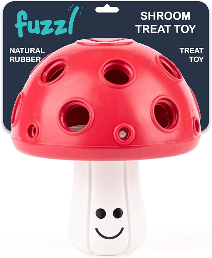 Eco Rubber Magic Shroom Puzzle Enrichment Toy - Red - Long Lasting Dog Treat Toys for Aggressive Chewers Strong Dog Toy for Dogs Durable Puppy Toys