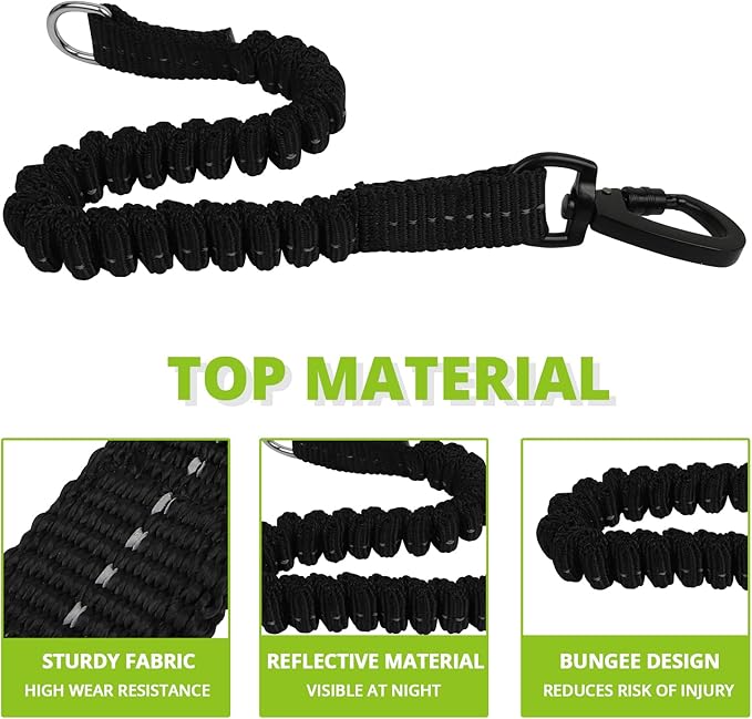 Long Dog Leash 15 FT: Heavy Duty Rope Leashes for Dogs Training with Swivel Lockable Hook Reflective Threads Bungee and Padded Handle - Dog Lead for Large Small Medium Dogs Outside Walking Hiking