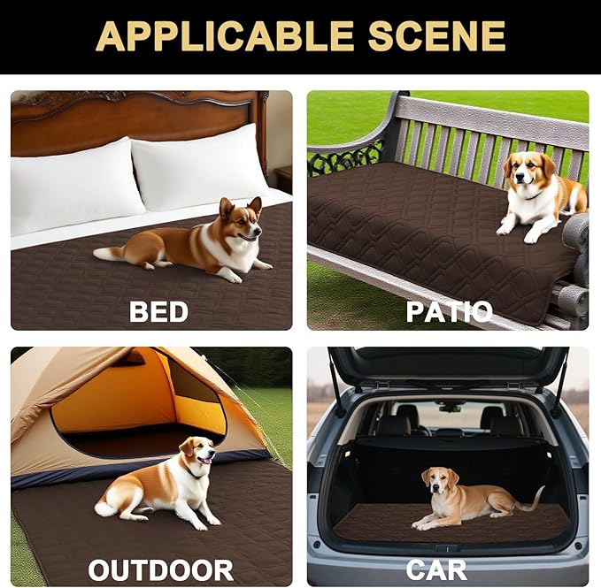 PrinceDeco Waterproof Dog Blanket Replacement Dog Bed Cover with Anti-Slip Back Washable Large Pet Couch Cover for Furniture Bed Couch Sofa(52x82 Inch,Brown)