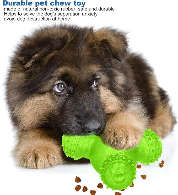 Cyrank Rolling Dog Treat Dispenser Slow Feeder, Funny Giggle Dog Puzzle Toy Slow Feeder Treat Toys Interactive Food Dispensing Dog Toys(Green)